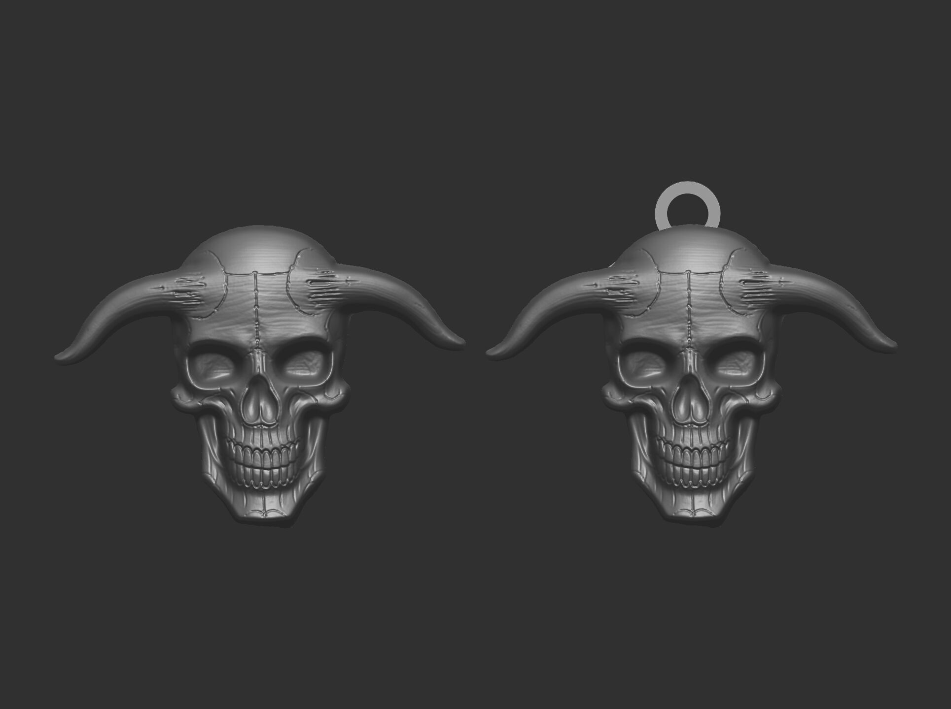 devil skull with horns pentant  3D print model_14