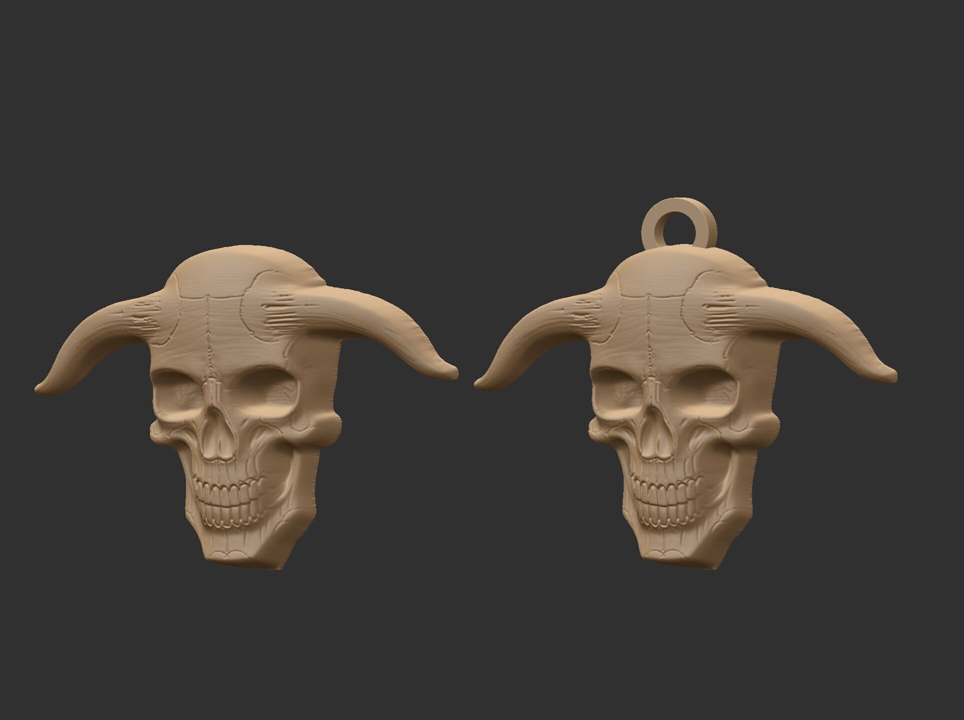 devil skull with horns pentant  3D print model_22