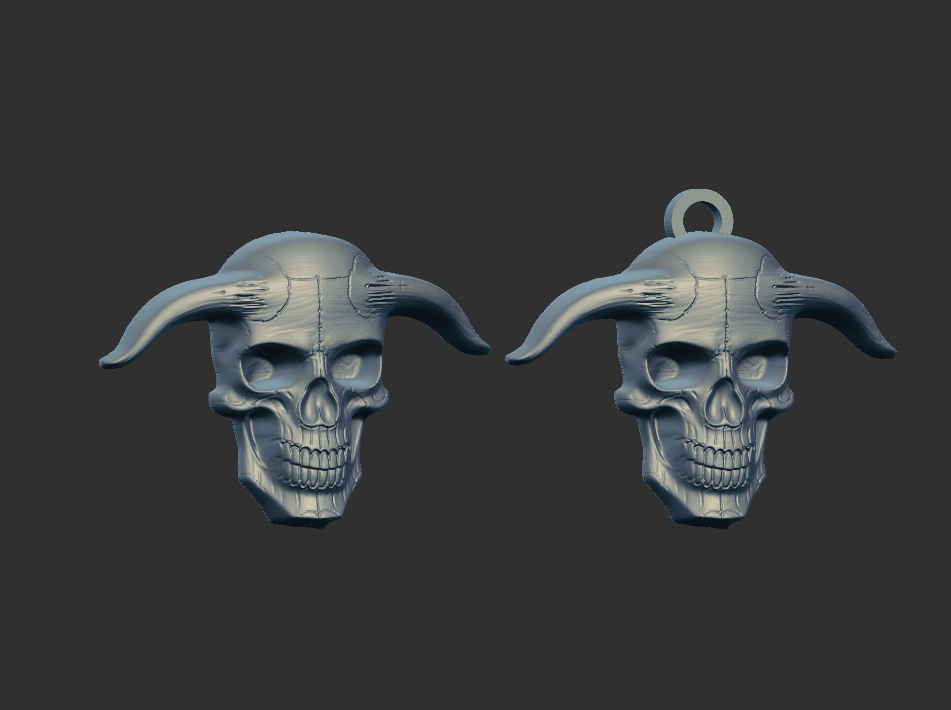 devil skull with horns pentant  3D print model_9