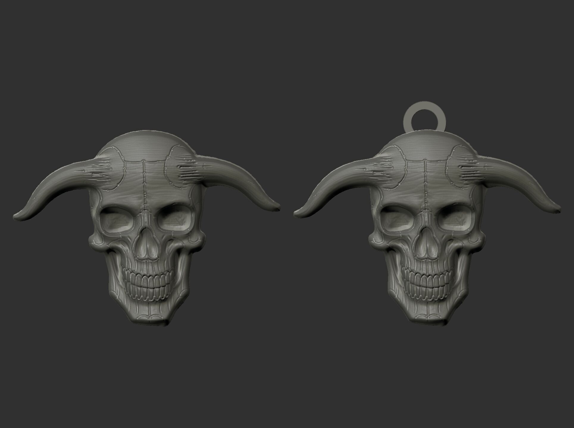 devil skull with horns pentant  3D print model_13