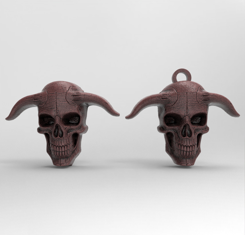 devil skull with horns pentant  3D print model_1