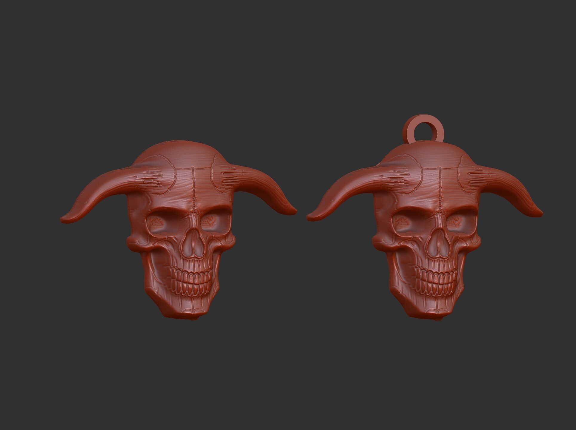 devil skull with horns pentant  3D print model_8