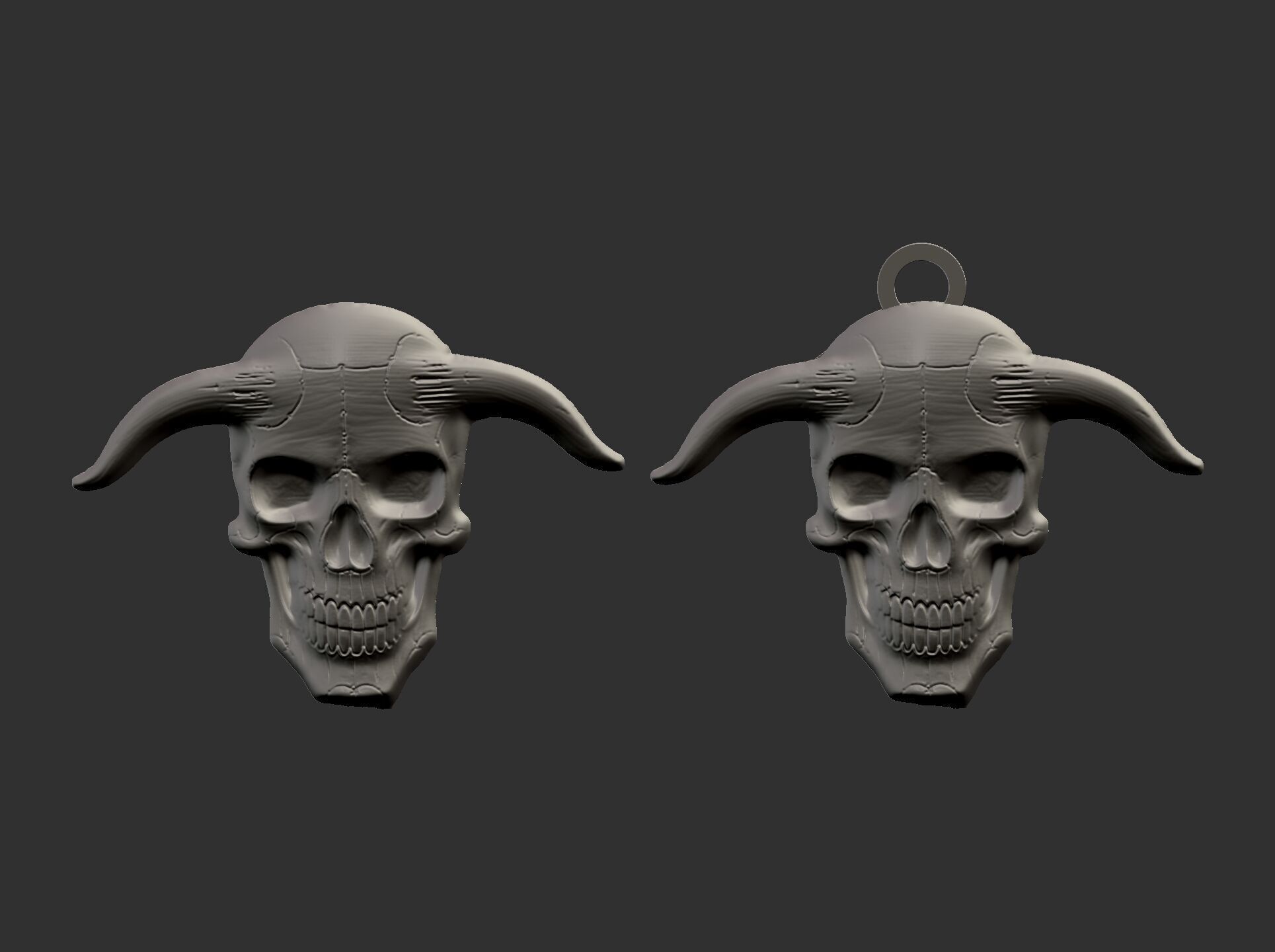 devil skull with horns pentant  3D print model_20