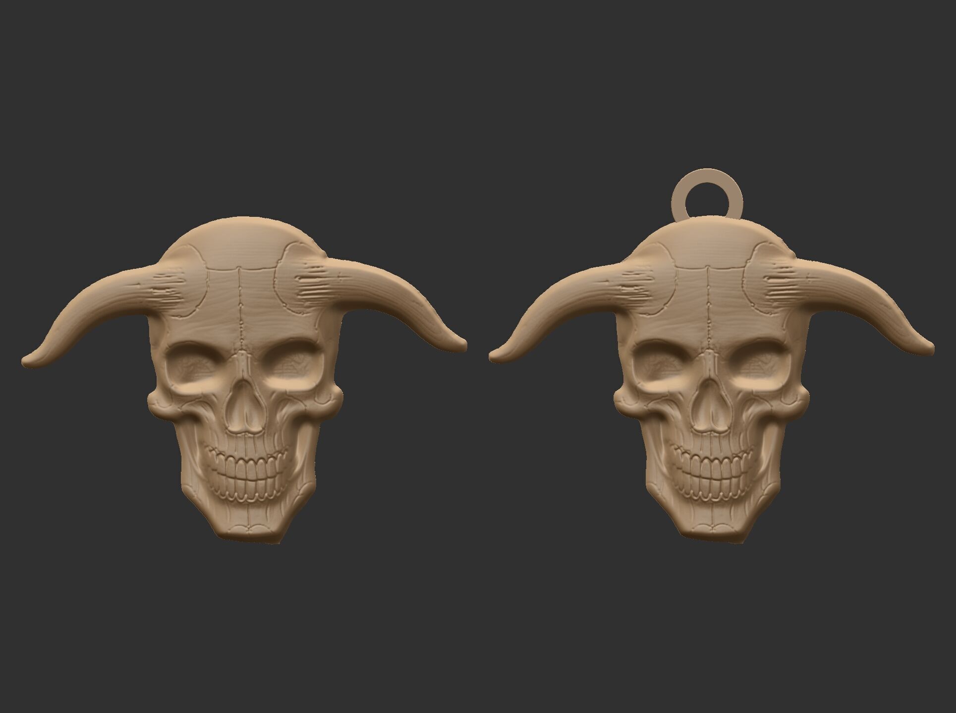 devil skull with horns pentant  3D print model_12