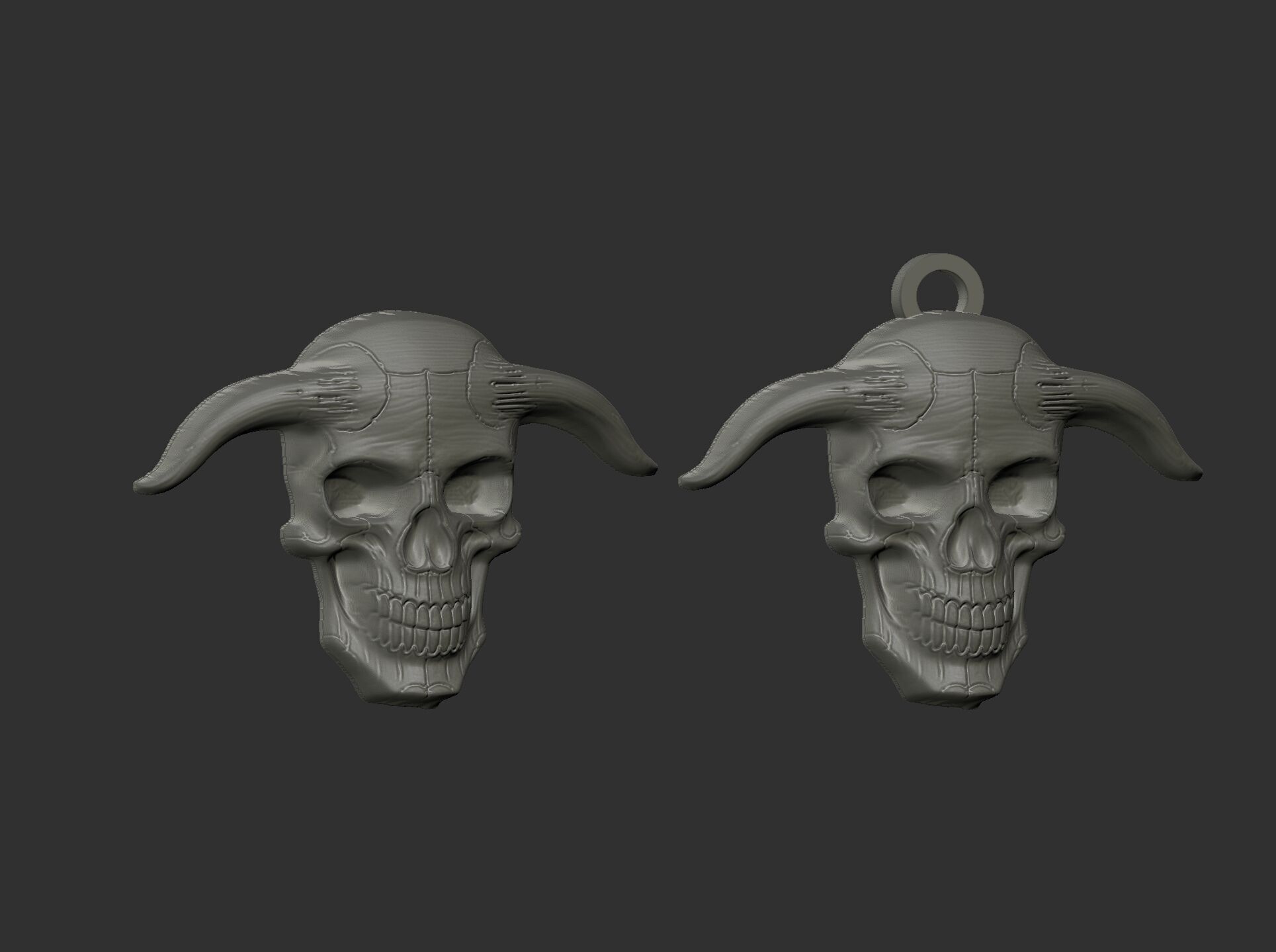 devil skull with horns pentant  3D print model_10