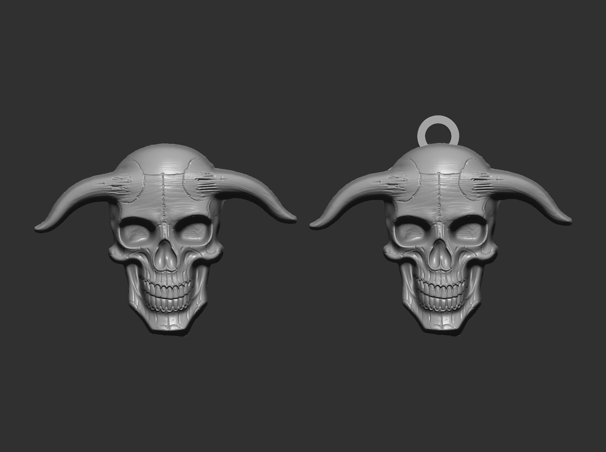 devil skull with horns pentant  3D print model_17