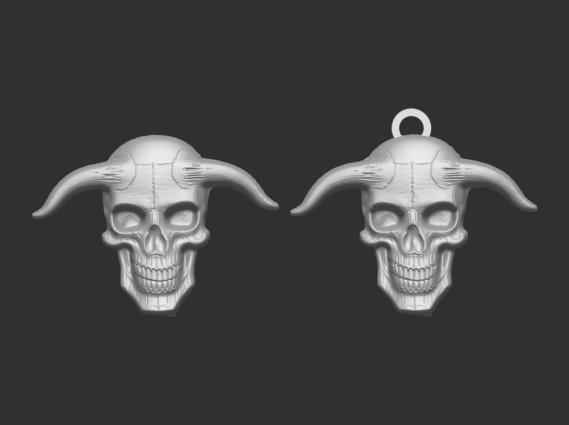 devil skull with horns pentant  3D print model_18