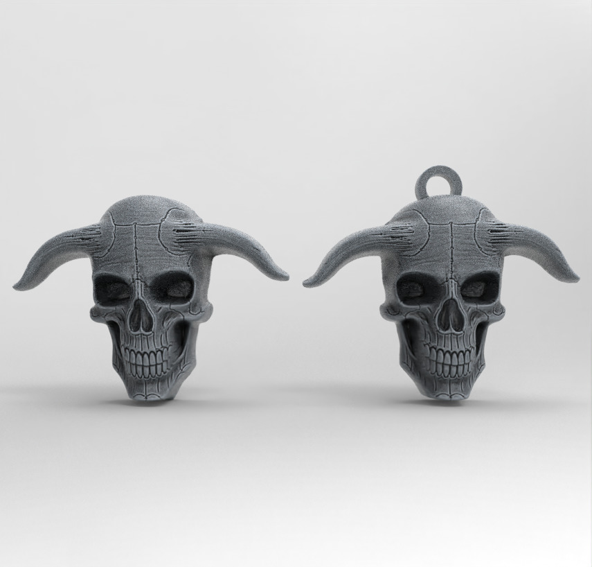devil skull with horns pentant  3D print model_2
