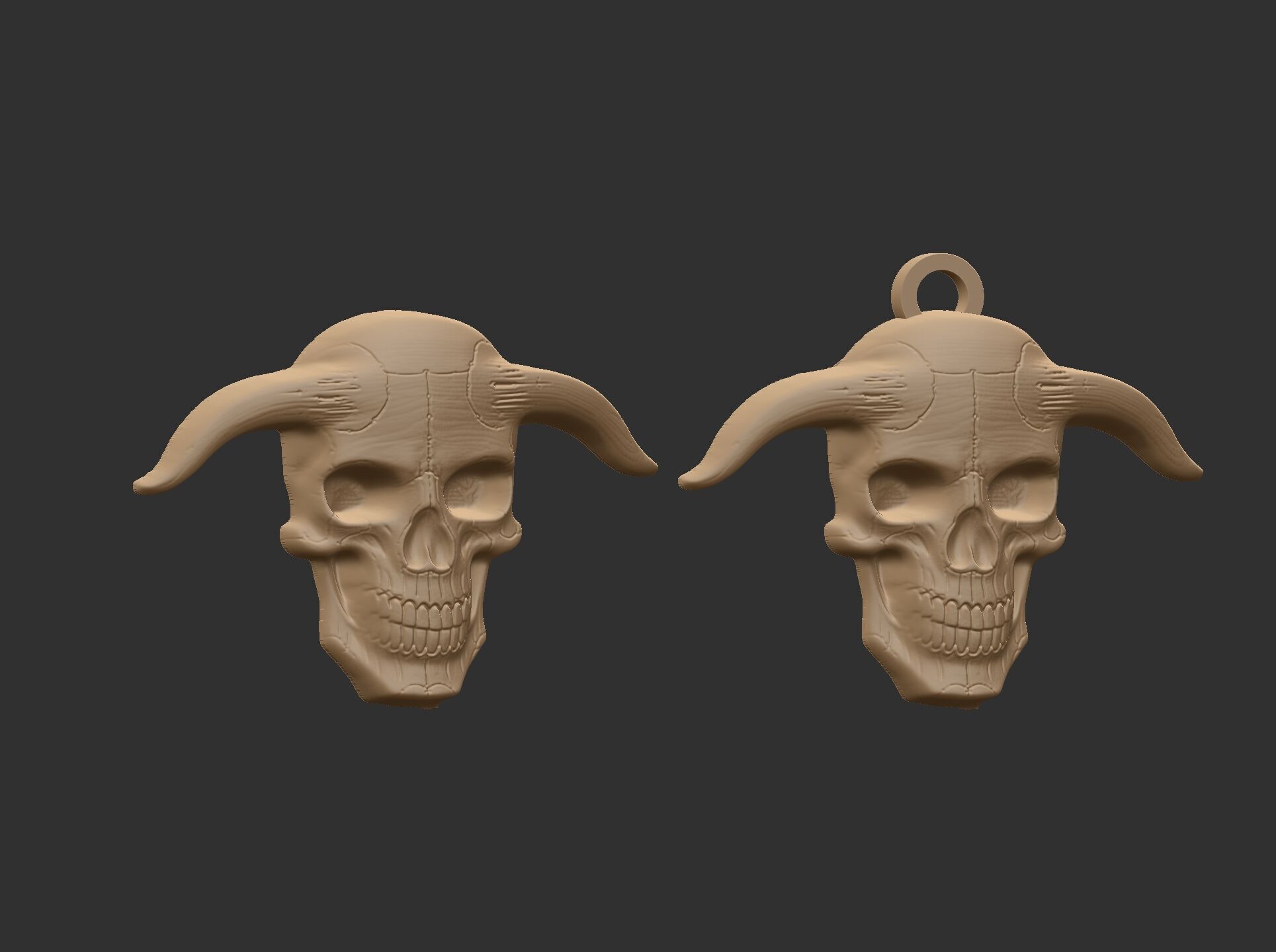 devil skull with horns pentant  3D print model_11