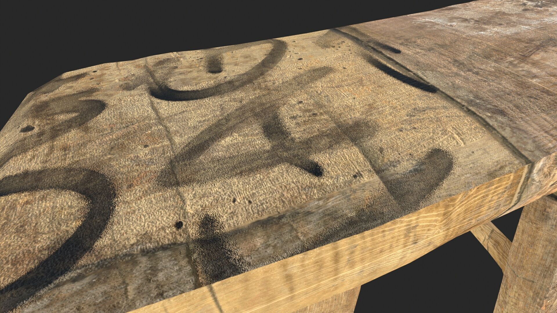 Wooden Stool Low-poly 3D model_2