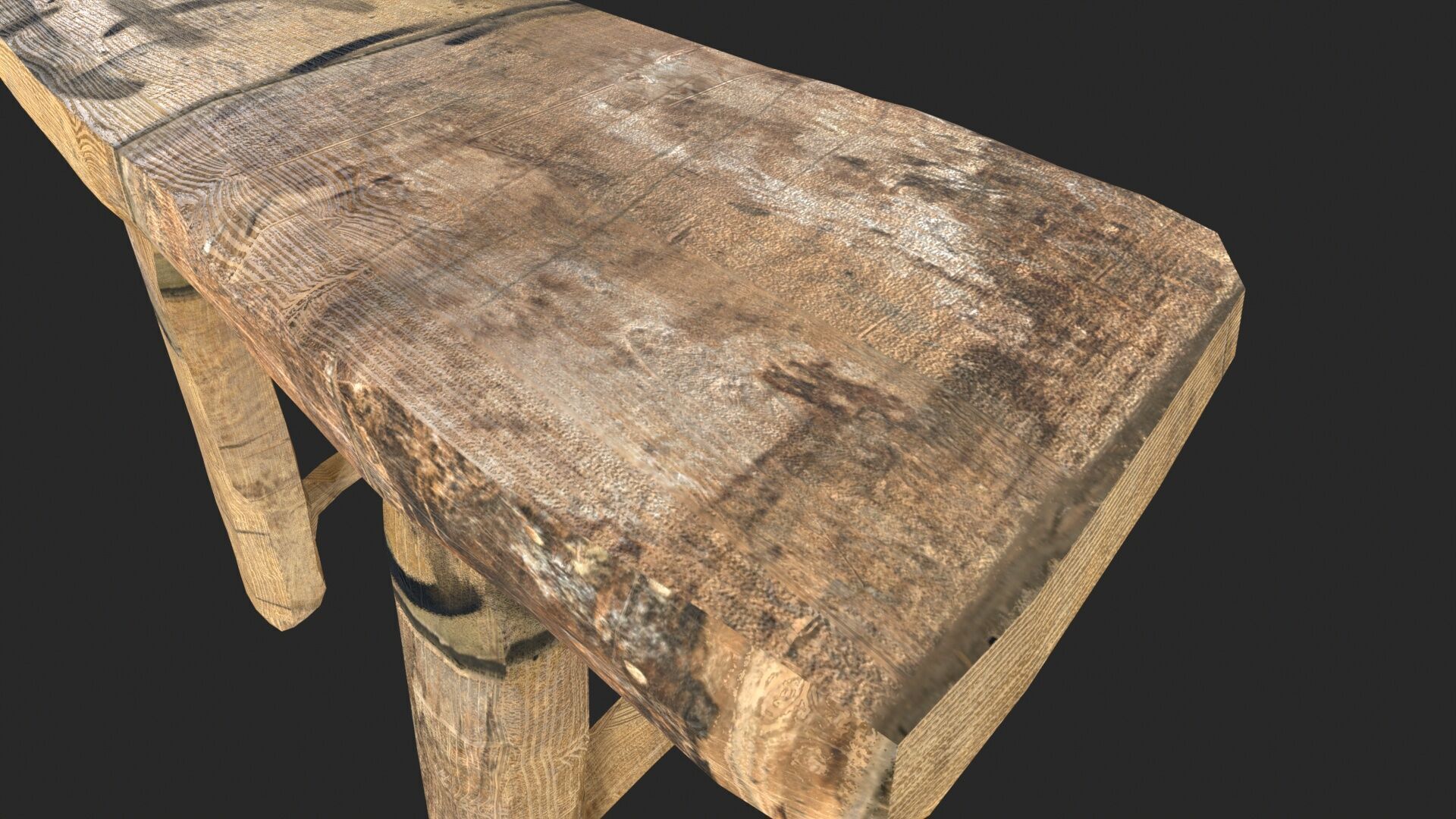 Wooden Stool Low-poly 3D model_3