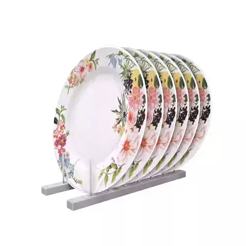 Floral Dinner Plates Set Low-poly 3D model