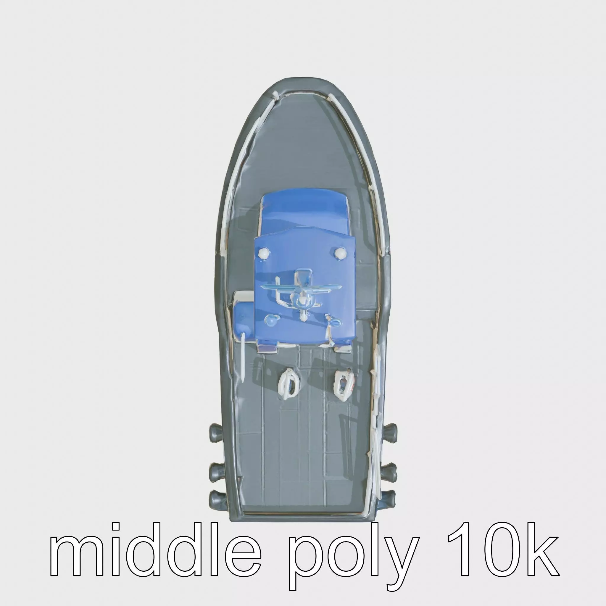 Blue Coast Guard Boat with Sharp Bow and Round Spotlights Low-poly 3D model