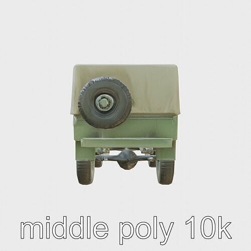 Military Green Truck with Large Pneumatic Wheels and Flags Low-poly 3D model