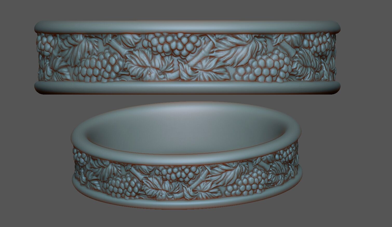 Grapes Ring CAD 3D print model_5