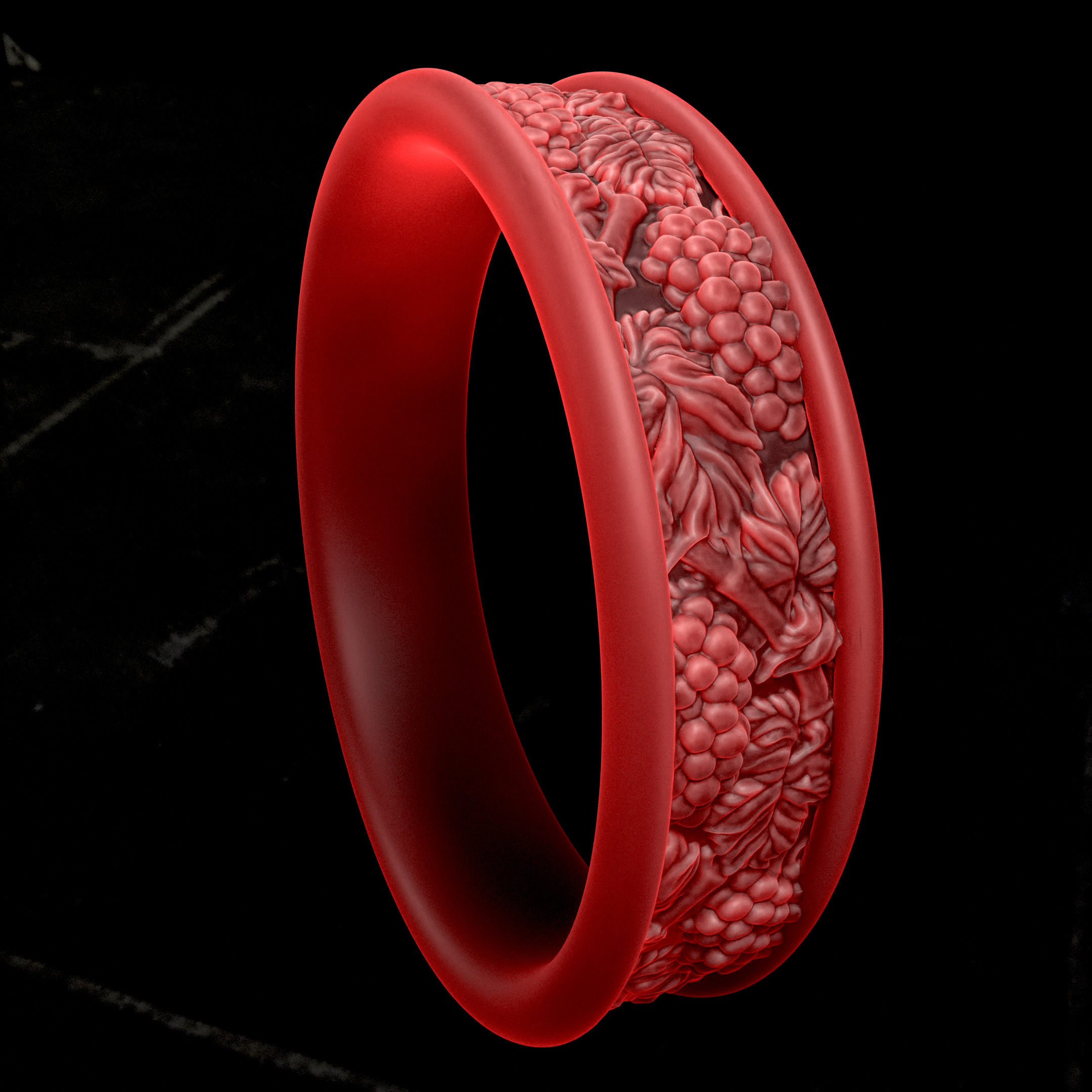 Grapes Ring CAD 3D print model_3