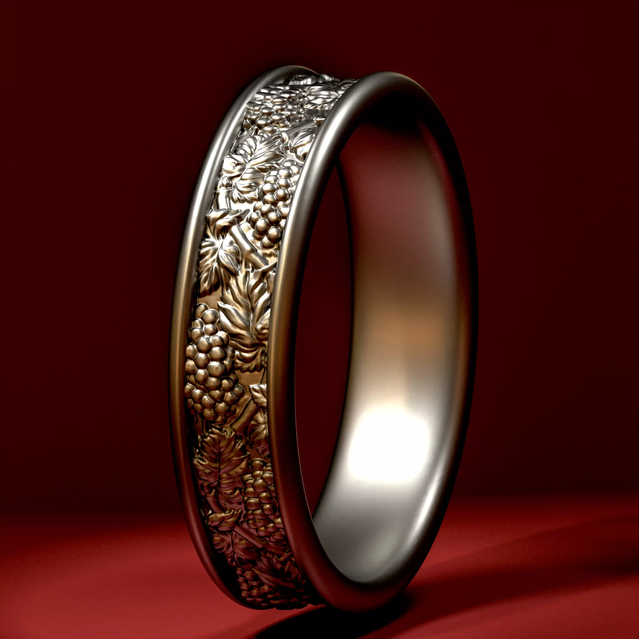 Grapes Ring CAD 3D print model_0