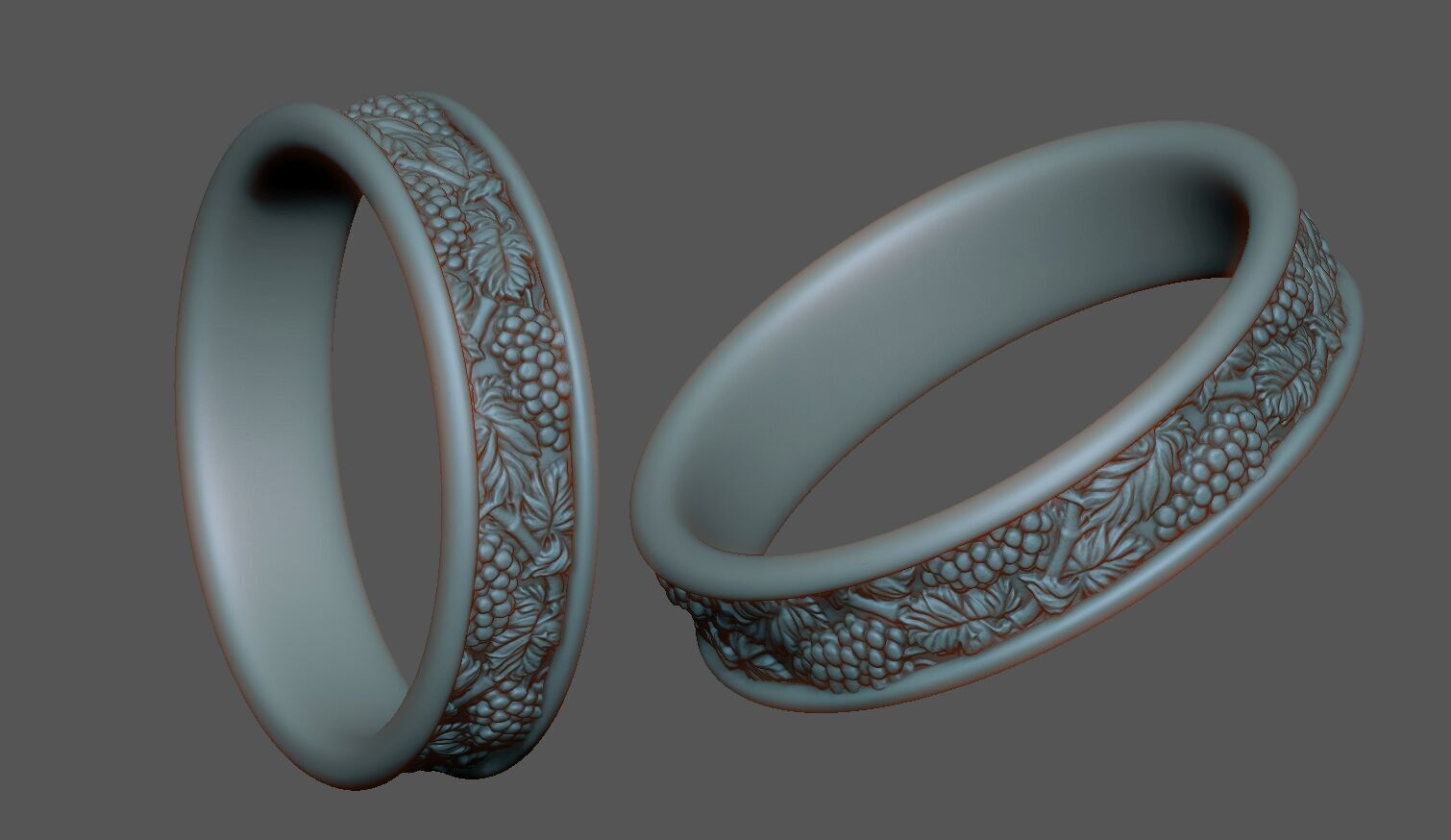 Grapes Ring CAD 3D print model_4