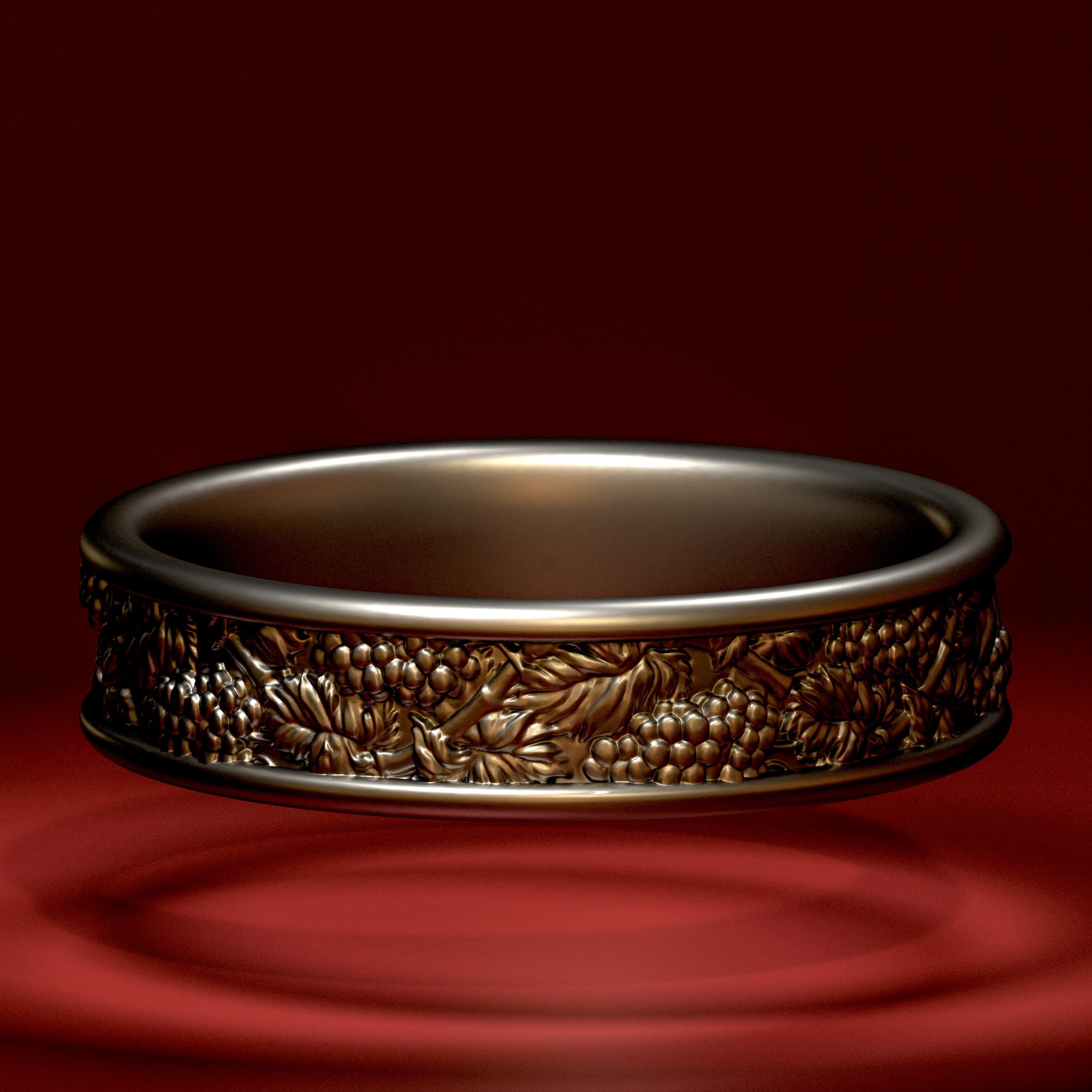 Grapes Ring CAD 3D print model_1