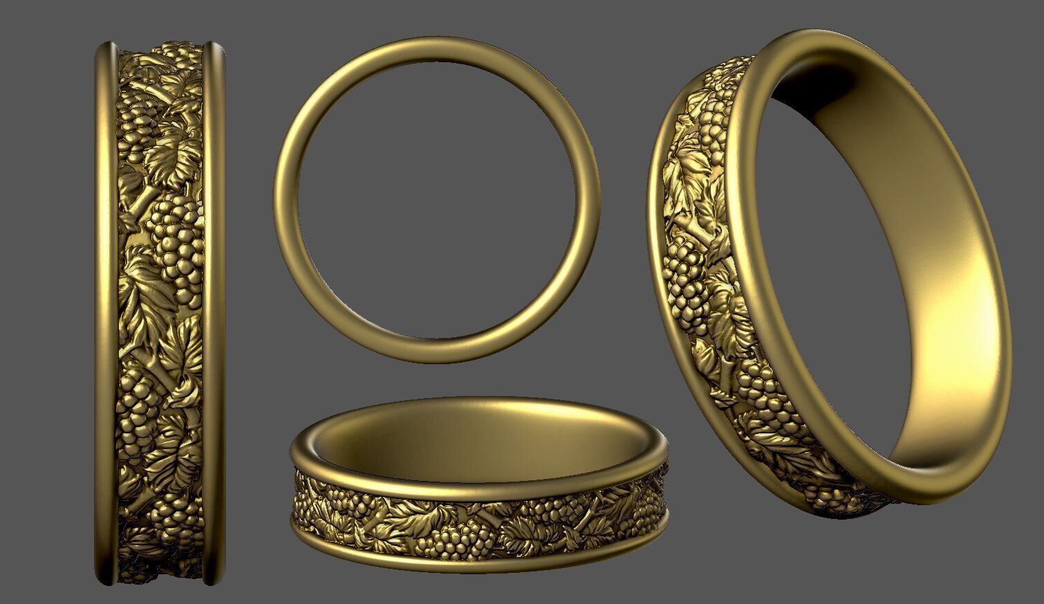 Grapes Ring CAD 3D print model_6