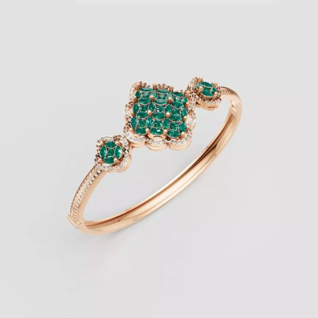 3D Printable Jewelry design of Bangle with diamonds 3D print model