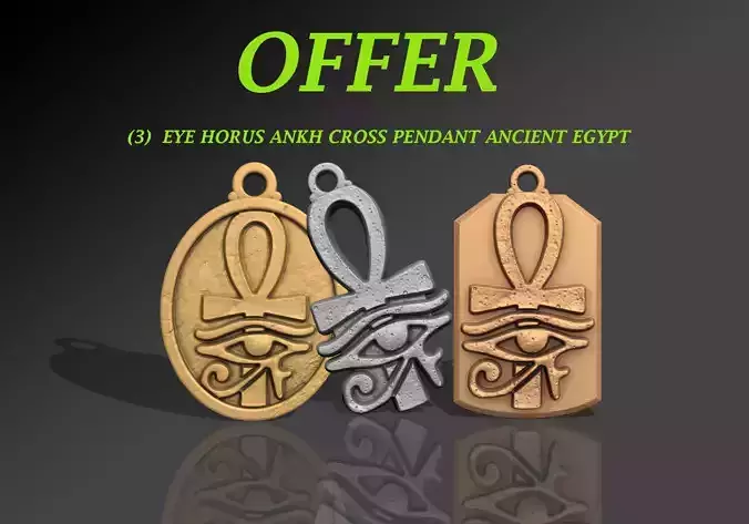 3  EYE HORUS ANKH CROSS PENDANT ANCIENT EGYPT 3D print model