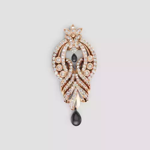 3D Cad jewelry design of Lady diamond Necklace with Pearl 3D print model