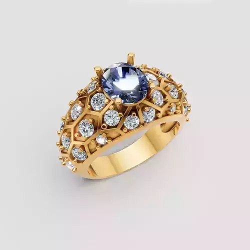 3D Cad jewelry design of Lady diamond ring with Diamond