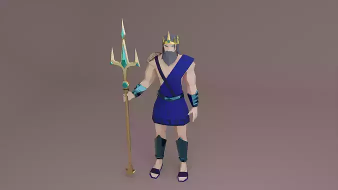 Ocean god King of the Sea  Poseidon Greek Ancient deity Storm  Low-poly 3D model