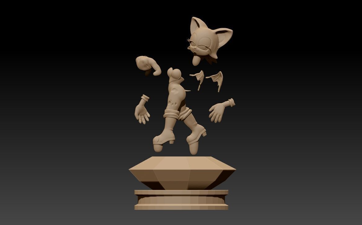 Rouge the Bat Statue 3D print model_3