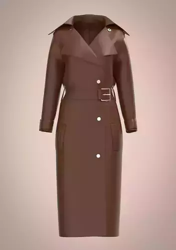 Chic Reddish Brown  Woman  Long Trench Coat