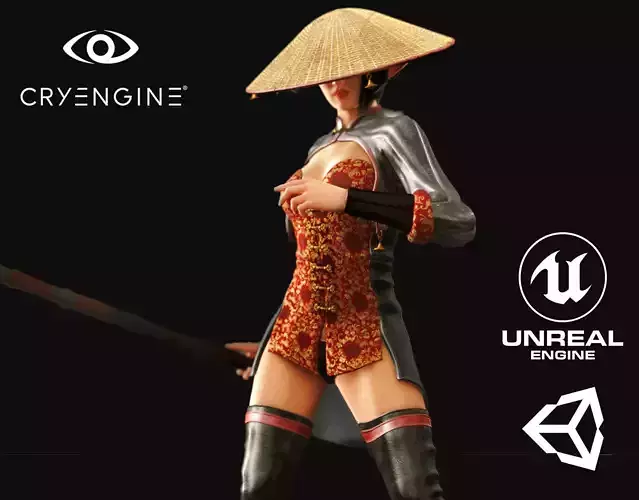 Japanese Teen Warrior - Game Ready