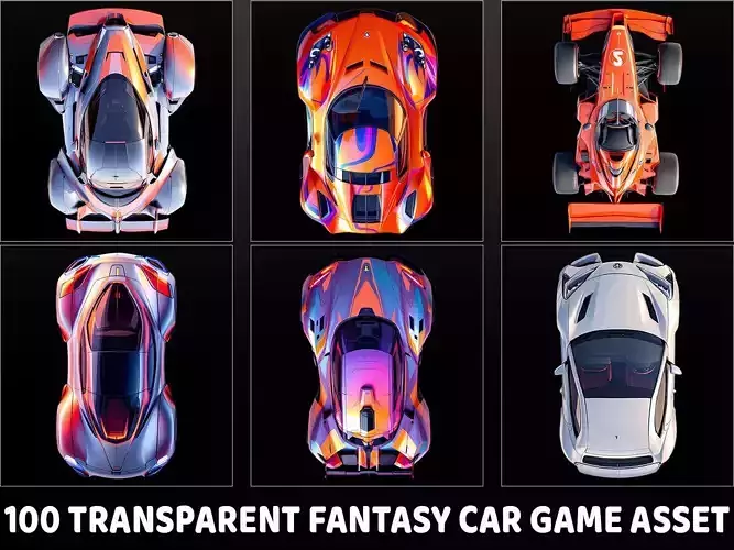 100 Transparent Fantasy Cars Game Asset