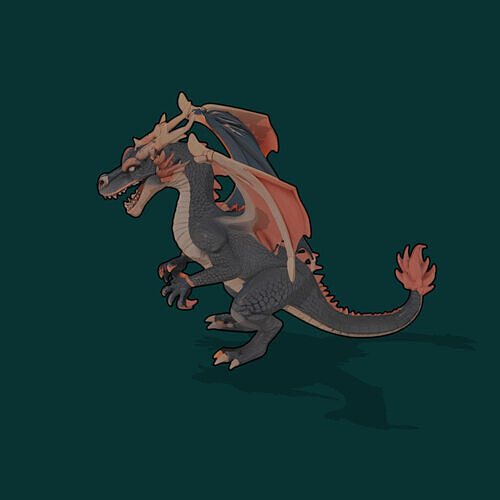 Cartoon evil dragon Low-poly 3D model