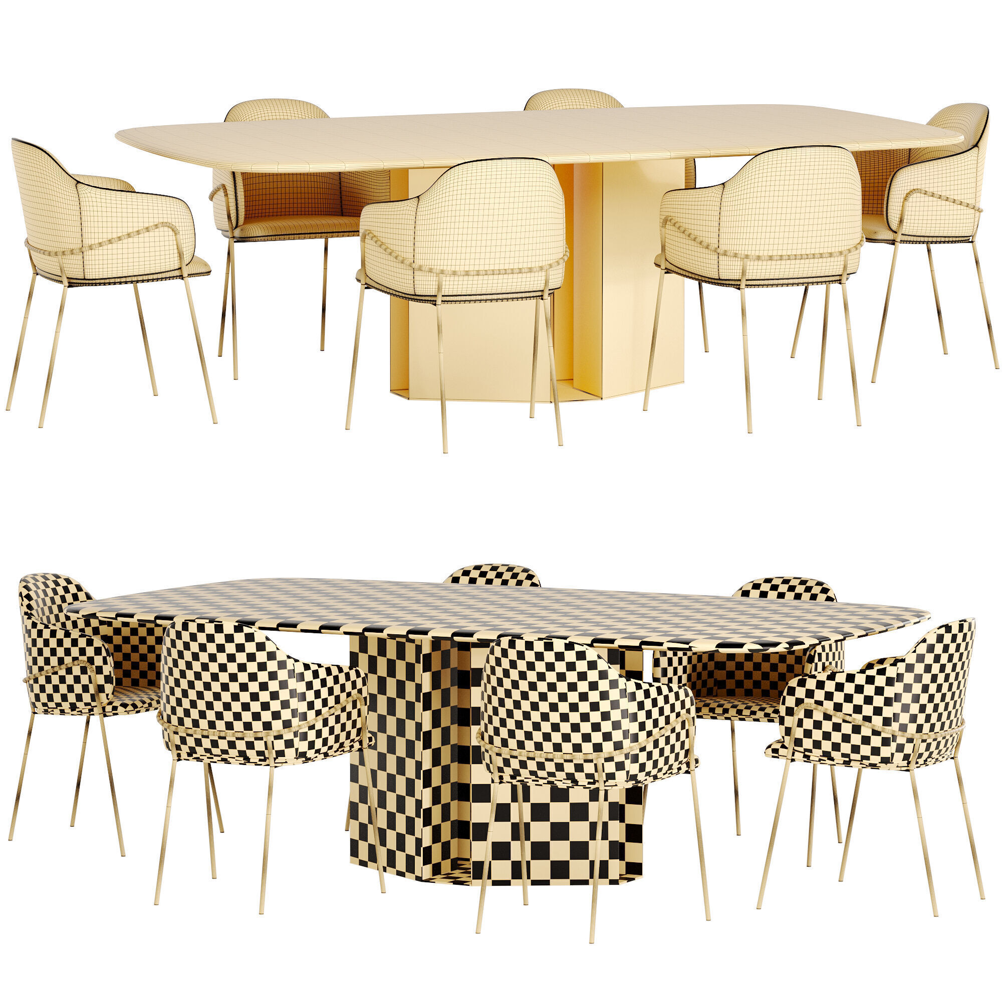 carver chair with eyl table 3D model_5