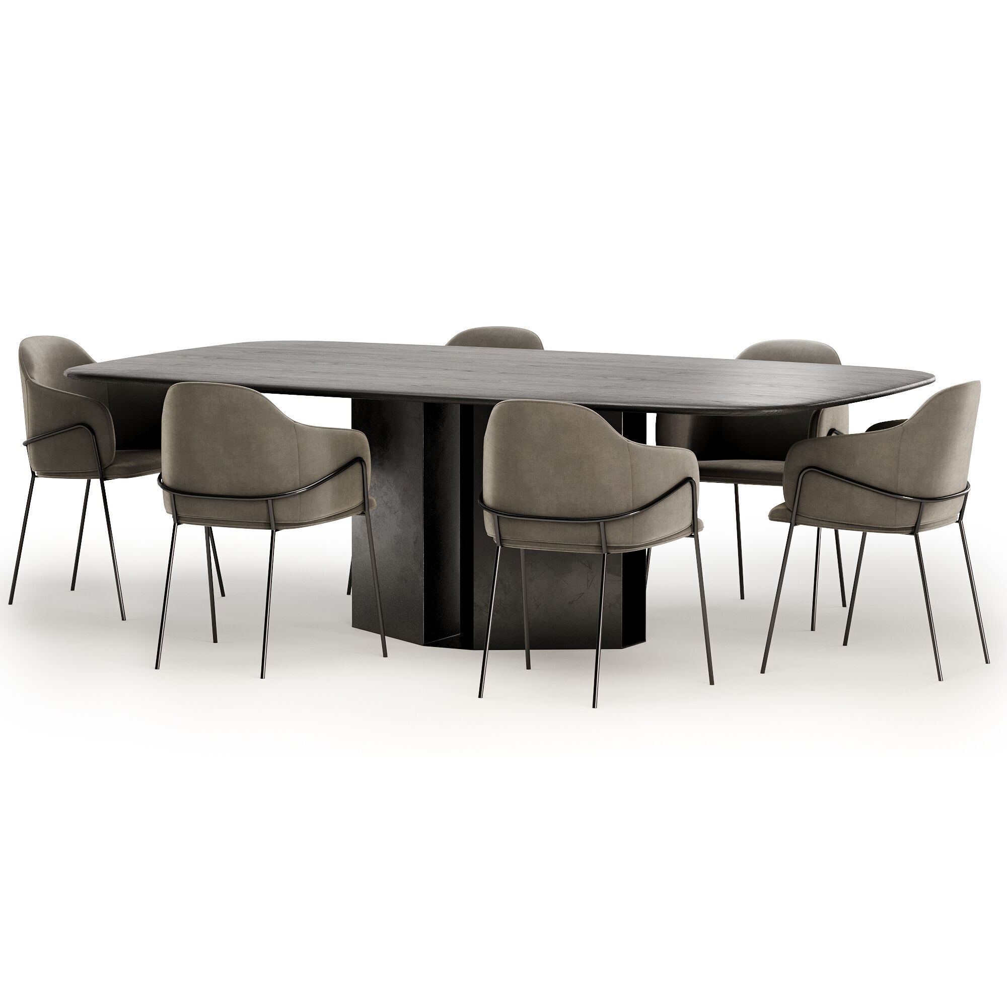 carver chair with eyl table 3D model_1