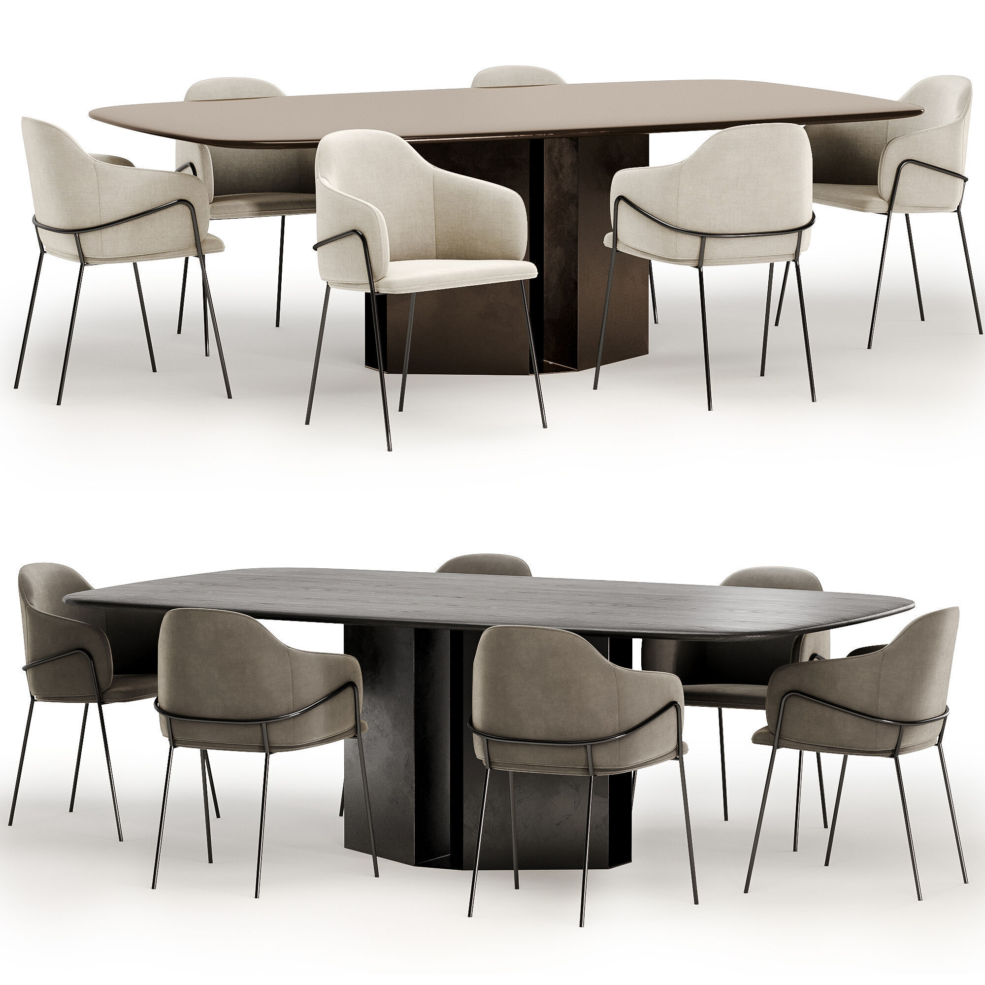 carver chair with eyl table 3D model_2