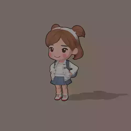 3D Cartoon schoolgirl