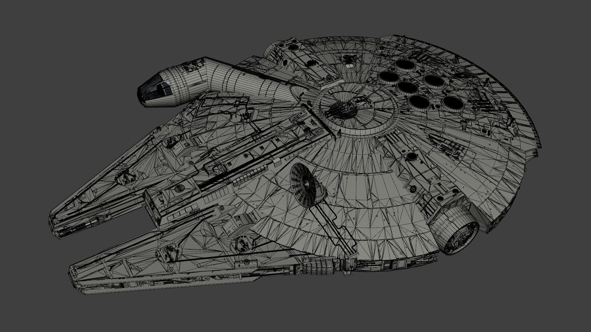 Millennium Falcon - Starship Starwar Low-poly 3D model_24