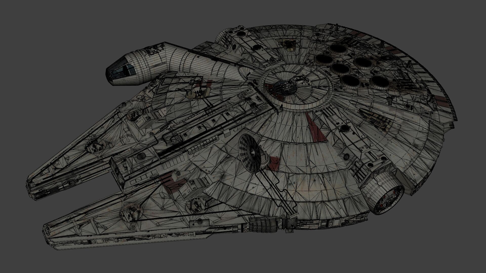Millennium Falcon - Starship Starwar Low-poly 3D model_21
