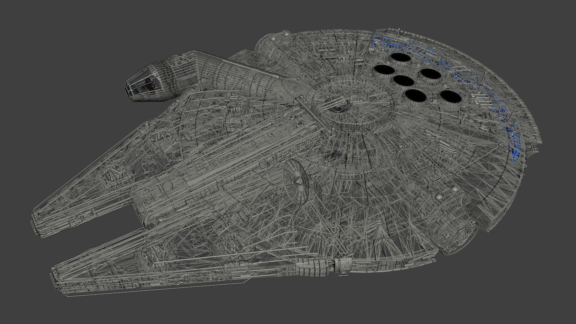 Millennium Falcon - Starship Starwar Low-poly 3D model_22