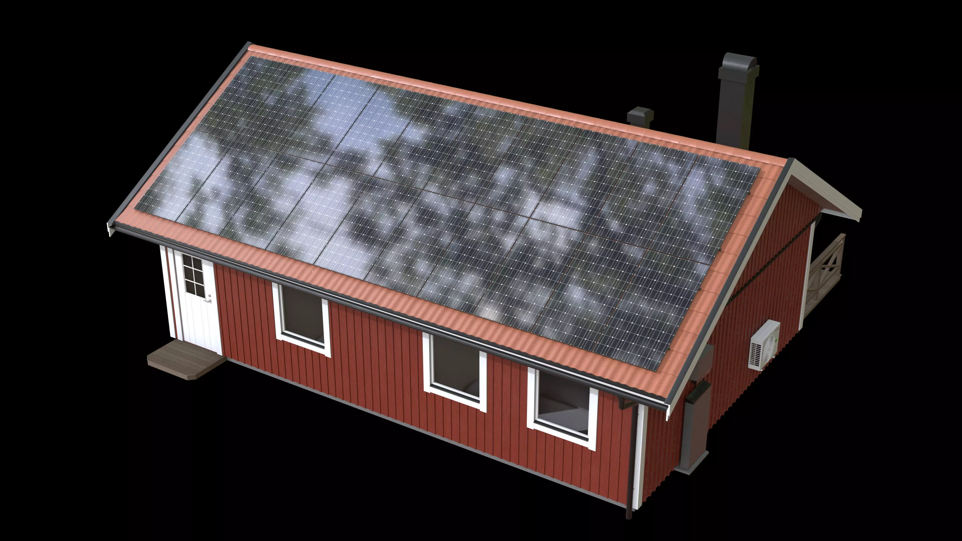 Scandinavian House with renewable energy 3D model_0