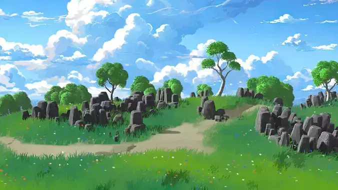 Stylized Anime Environment 3D Model  High-Quality Blender Scene 