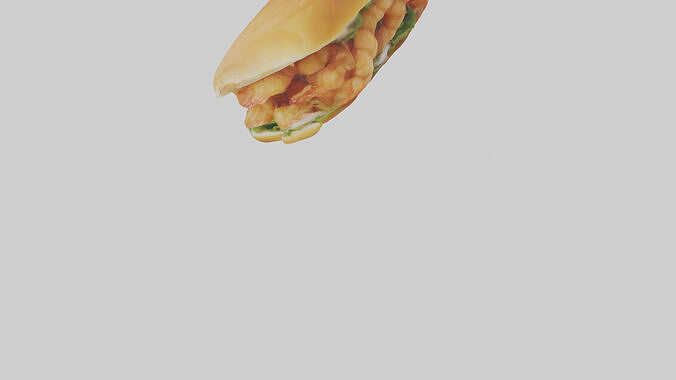 Fried shrimp sandwich model 3D model 4