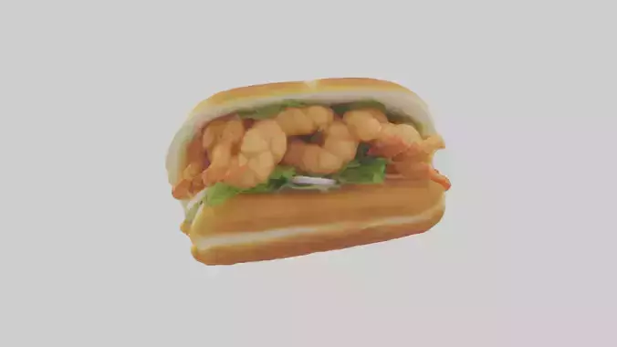 Fried shrimp sandwich model 3D model