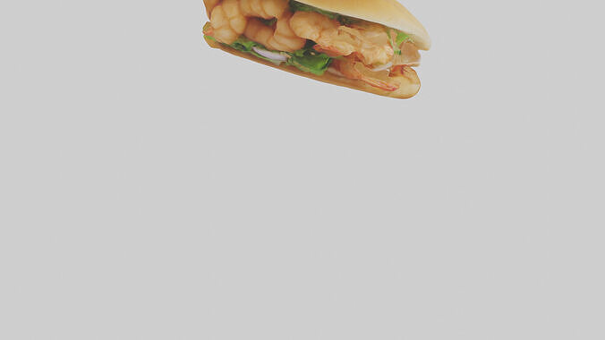 Fried shrimp sandwich model 3D model 5