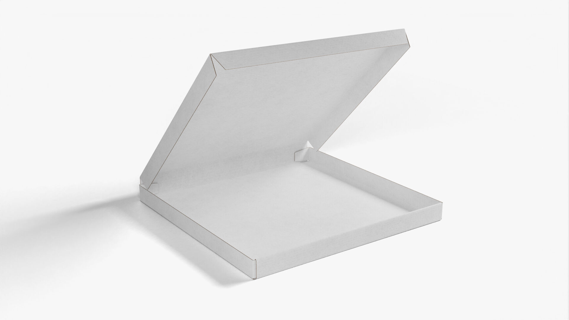 8 inch White Paper Open Pizza Box 3D model_3