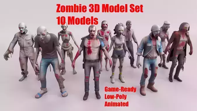 Zombie 3D Model Set
