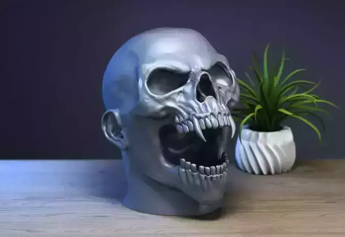 Scream skull human Headphone Stand 3D print model