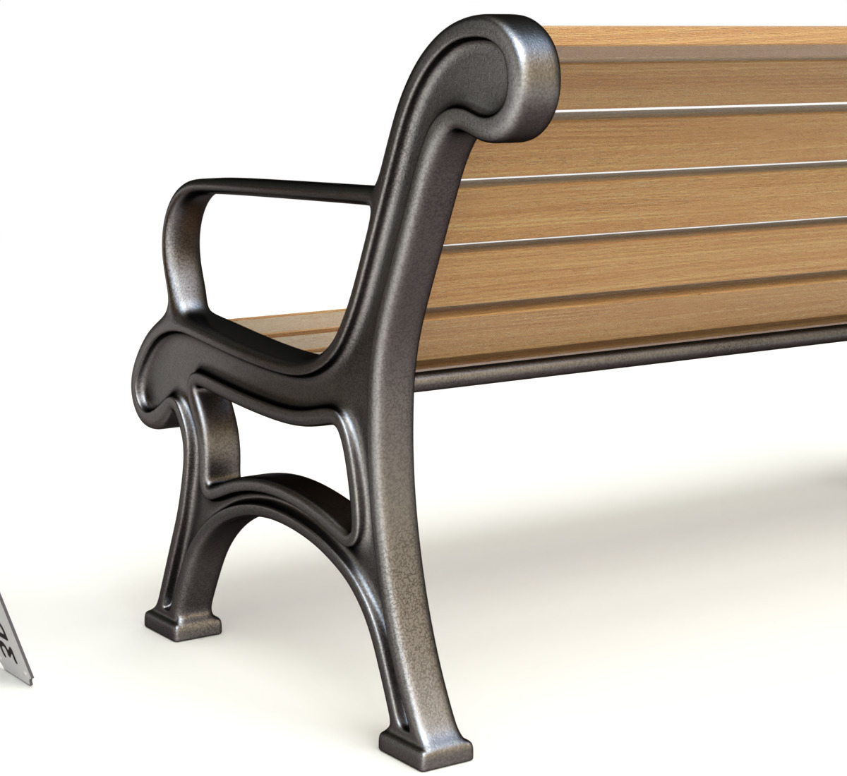 Park Set with Bench Street Lamp and Litterbin 3D model_6